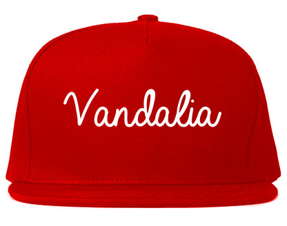 Vandalia Illinois IL Script Mens Snapback Hat Red