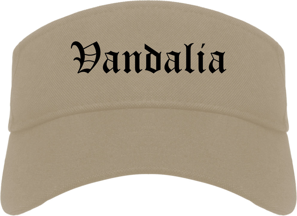 Vandalia Illinois IL Old English Mens Visor Cap Hat Khaki
