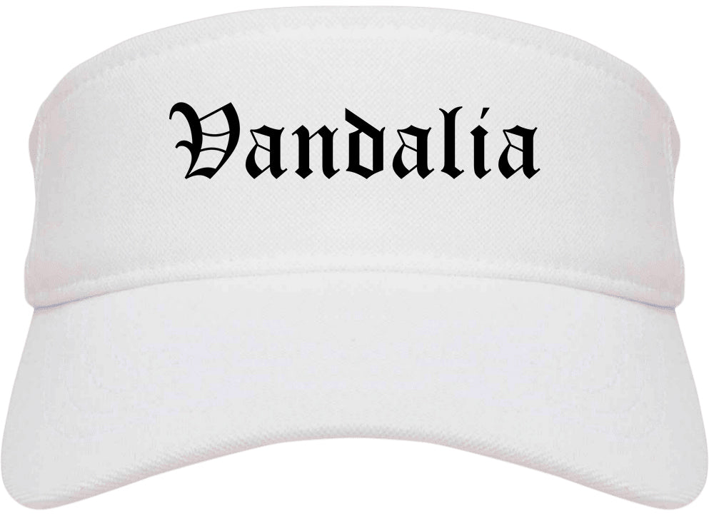 Vandalia Illinois IL Old English Mens Visor Cap Hat White
