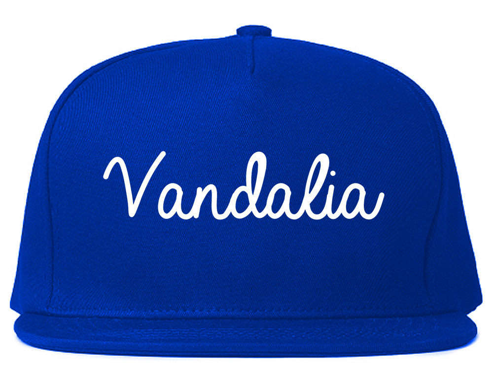 Vandalia Missouri MO Script Mens Snapback Hat Royal Blue