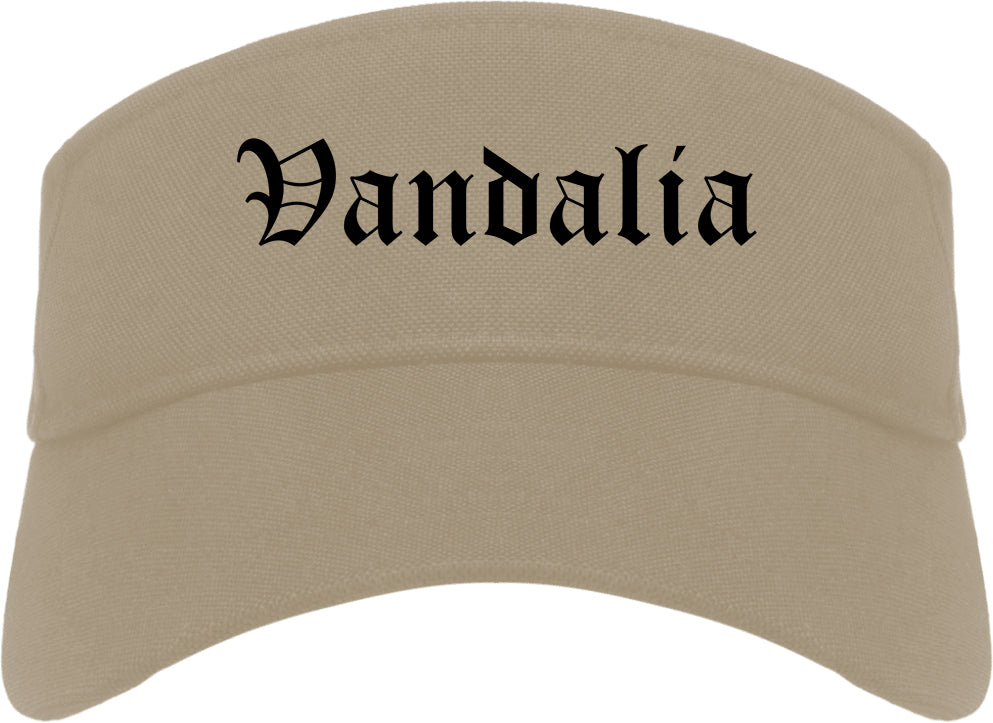 Vandalia Missouri MO Old English Mens Visor Cap Hat Khaki
