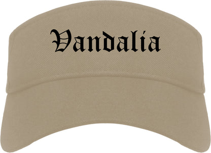 Vandalia Missouri MO Old English Mens Visor Cap Hat Khaki
