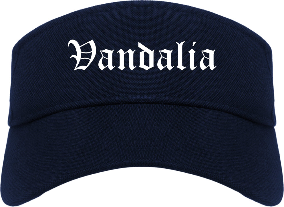 Vandalia Missouri MO Old English Mens Visor Cap Hat Navy Blue
