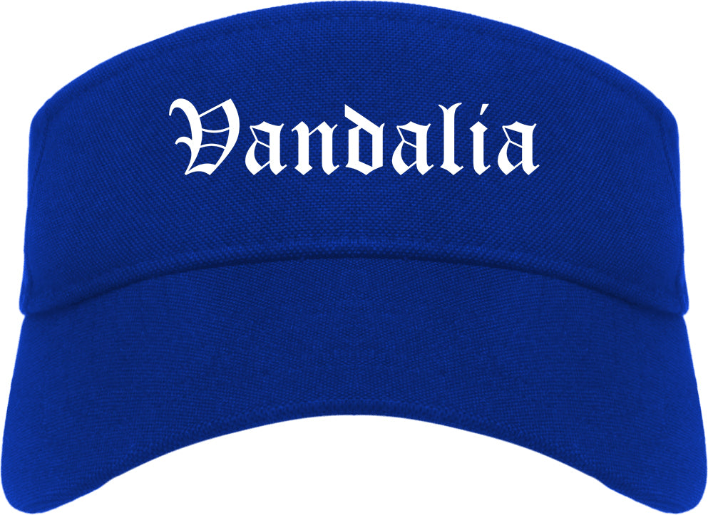 Vandalia Missouri MO Old English Mens Visor Cap Hat Royal Blue