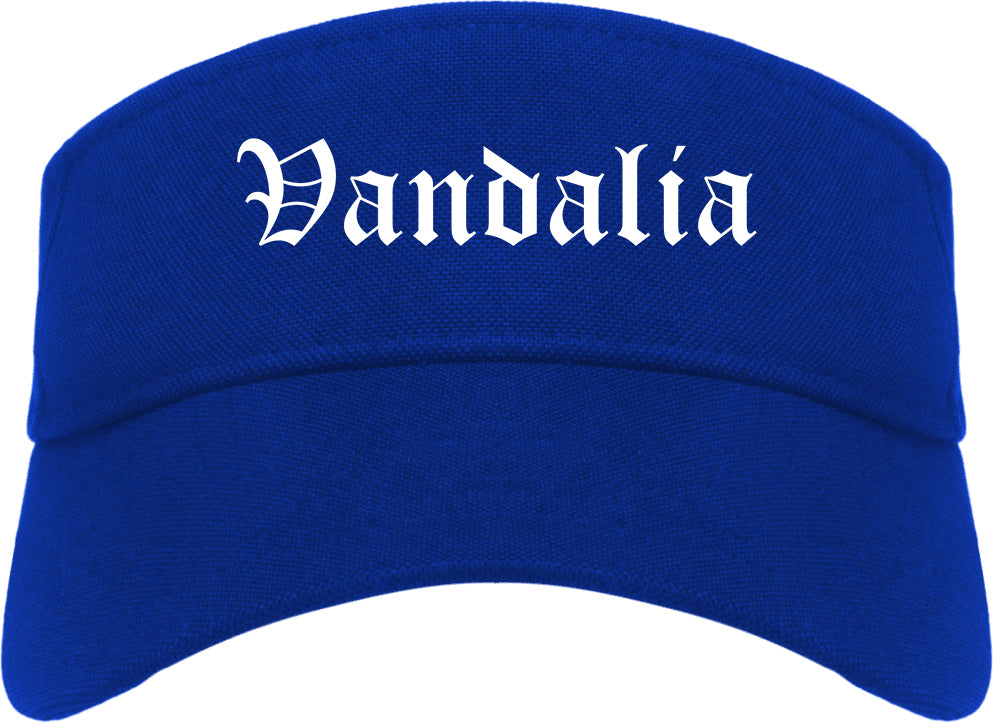 Vandalia Ohio OH Old English Mens Visor Cap Hat Royal Blue
