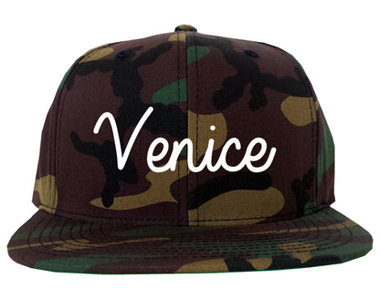 Venice Florida FL Script Mens Snapback Hat Army Camo