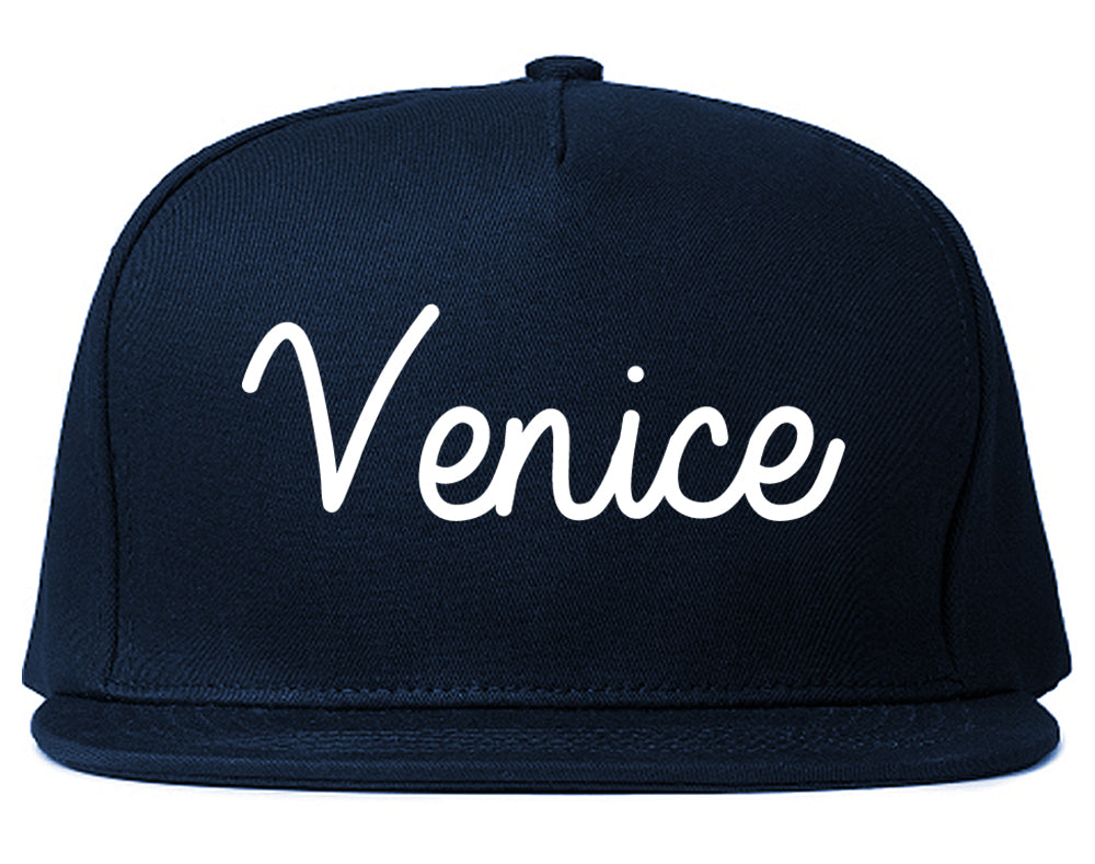 Venice Florida FL Script Mens Snapback Hat Navy Blue