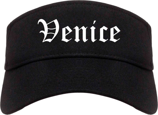 Venice Florida FL Old English Mens Visor Cap Hat Black