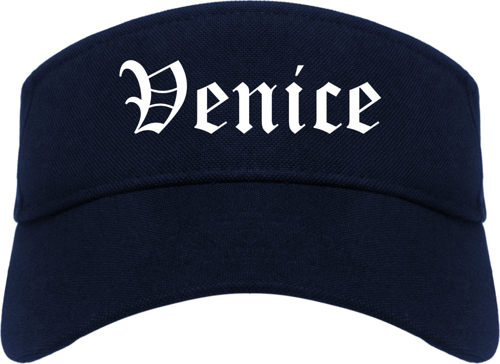 Venice Florida FL Old English Mens Visor Cap Hat Navy Blue