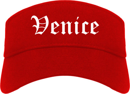Venice Florida FL Old English Mens Visor Cap Hat Red