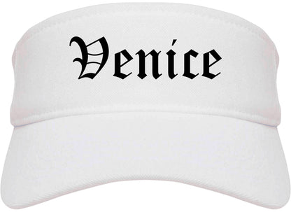 Venice Florida FL Old English Mens Visor Cap Hat White