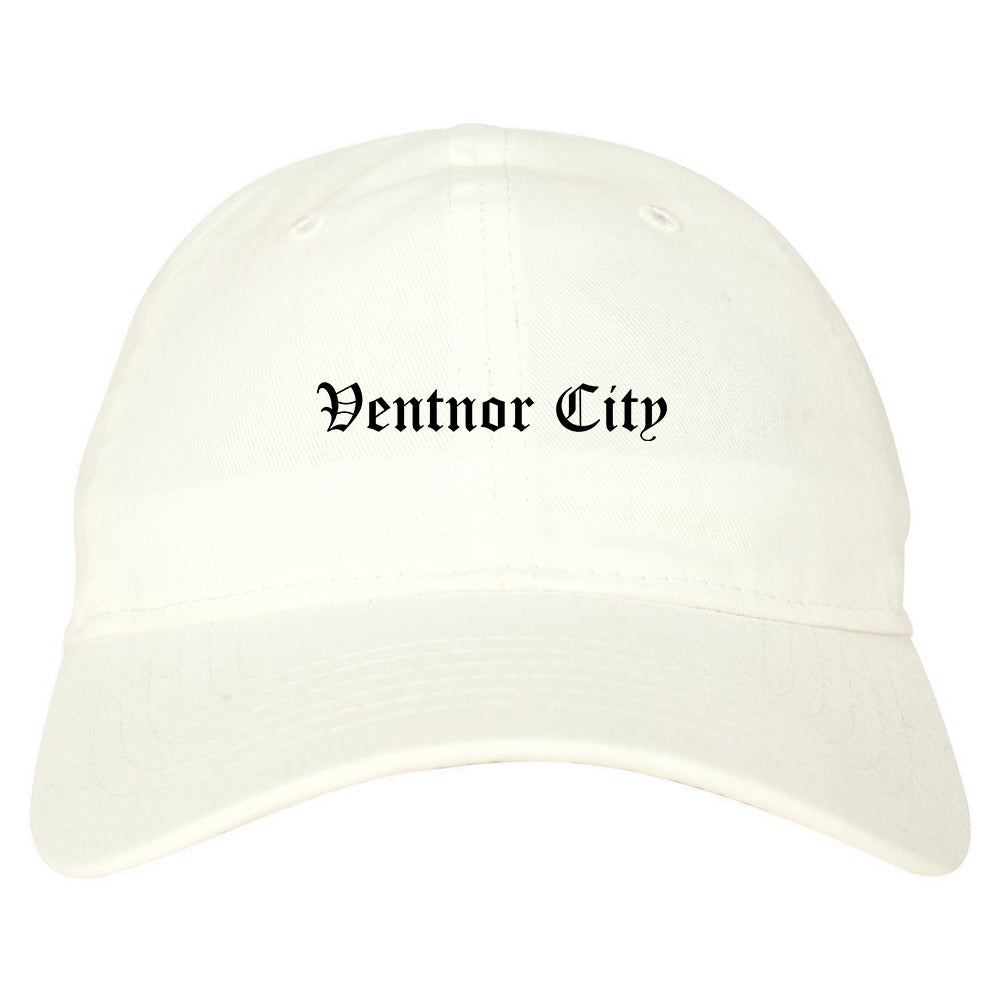 Ventnor City New Jersey NJ Old English Mens Dad Hat Baseball Cap White