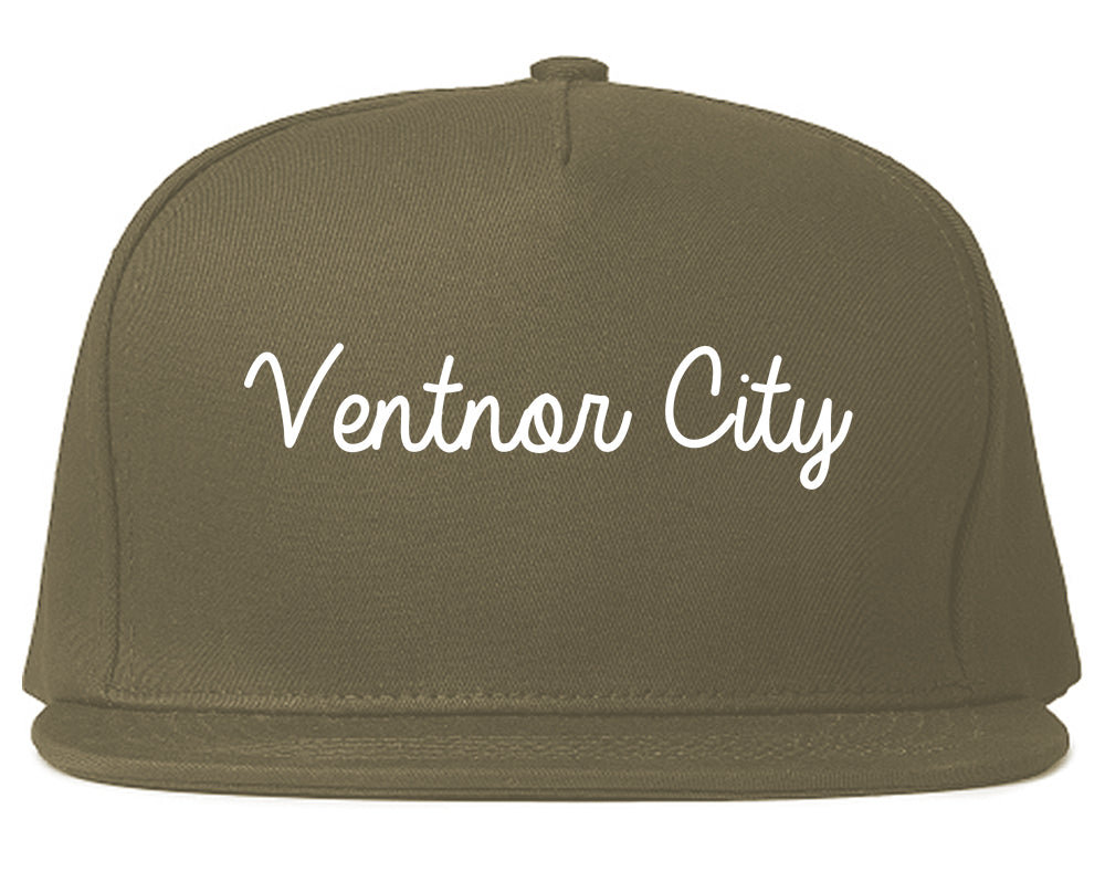 Ventnor City New Jersey NJ Script Mens Snapback Hat Grey