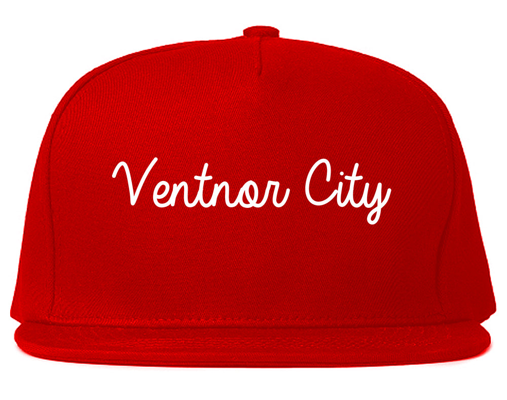 Ventnor City New Jersey NJ Script Mens Snapback Hat Red