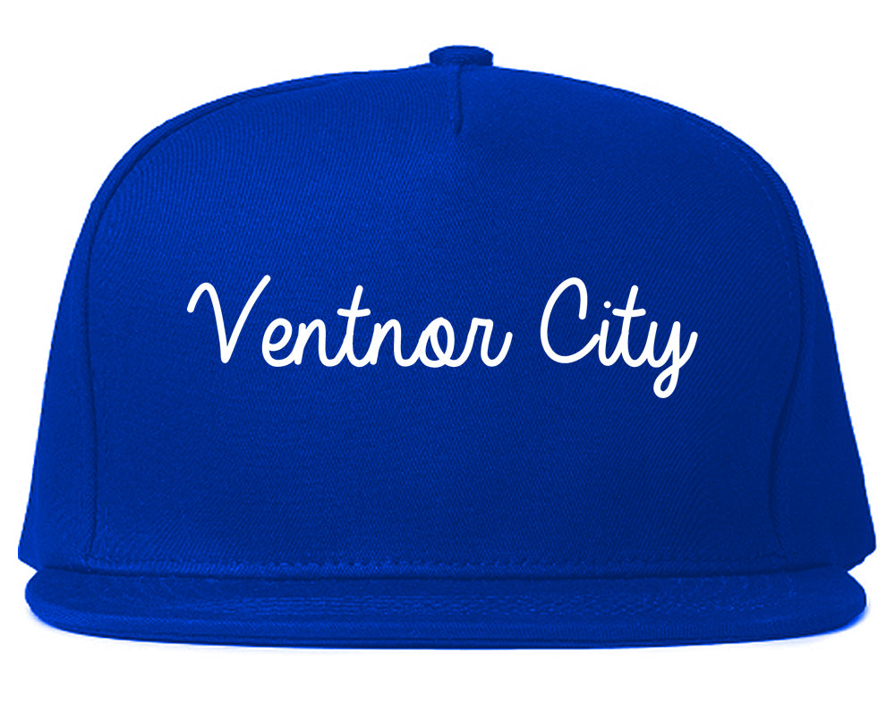 Ventnor City New Jersey NJ Script Mens Snapback Hat Royal Blue