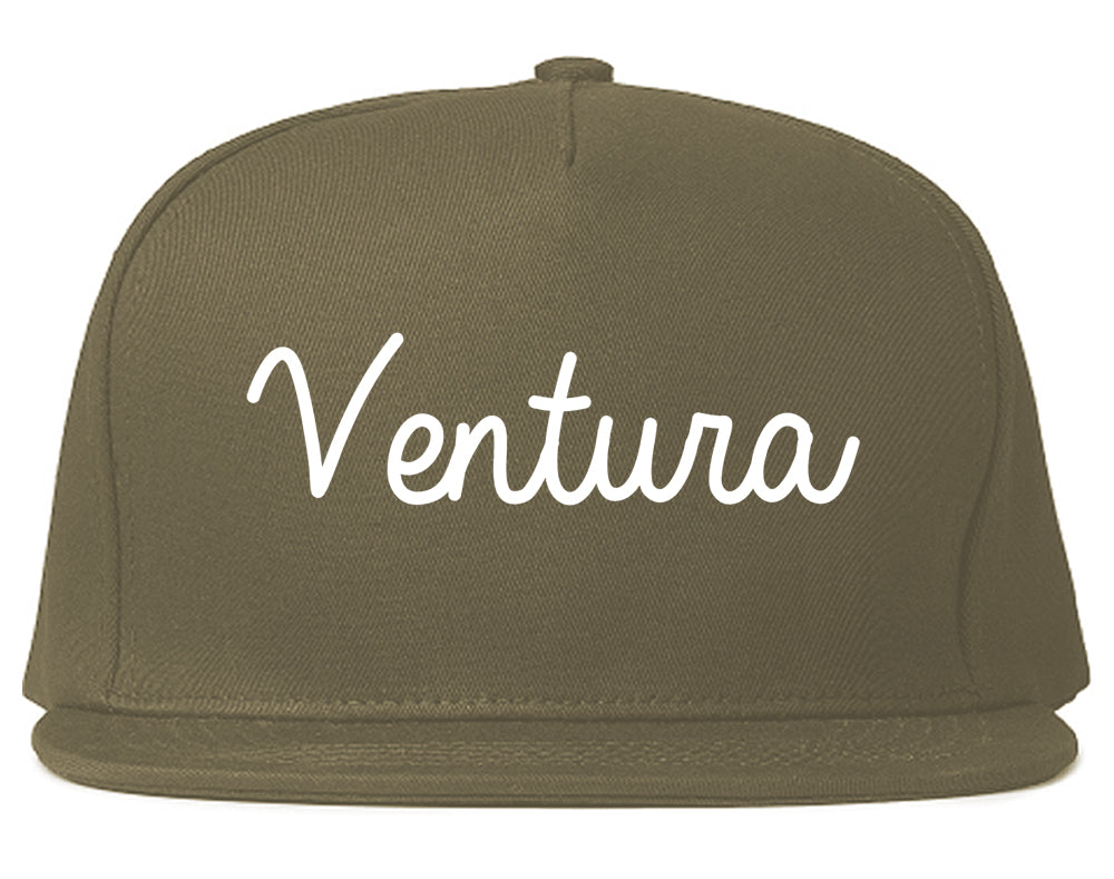Ventura California CA Script Mens Snapback Hat Grey