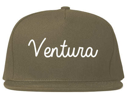 Ventura California CA Script Mens Snapback Hat Grey