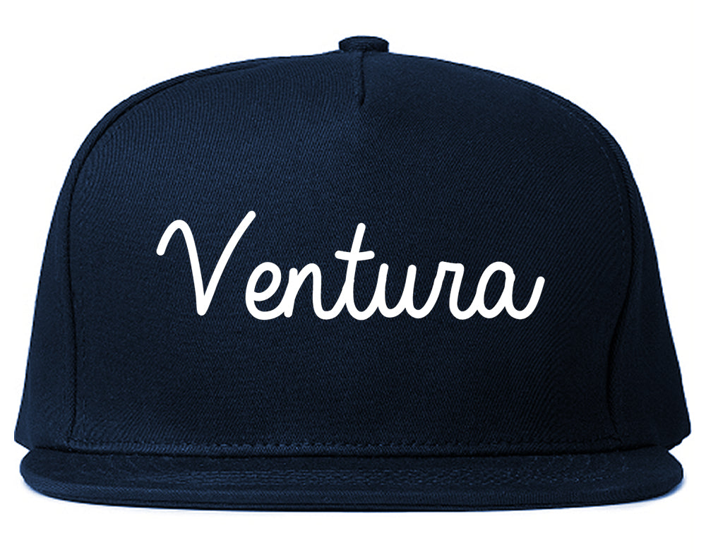 Ventura California CA Script Mens Snapback Hat Navy Blue