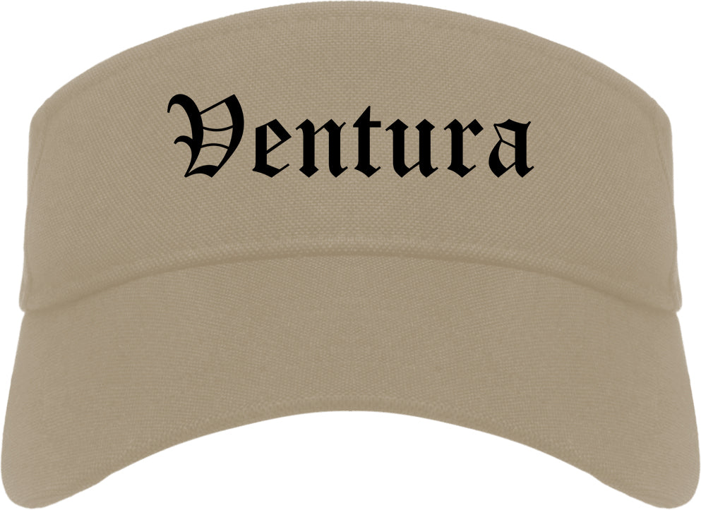 Ventura California CA Old English Mens Visor Cap Hat Khaki