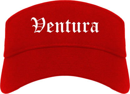 Ventura California CA Old English Mens Visor Cap Hat Red