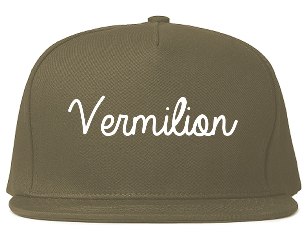 Vermilion Ohio OH Script Mens Snapback Hat Grey