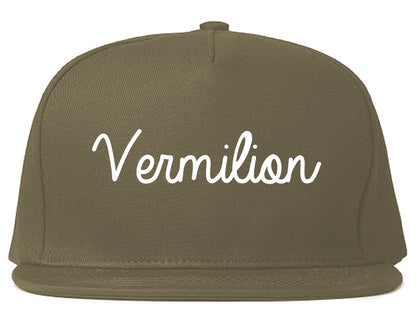 Vermilion Ohio OH Script Mens Snapback Hat Grey