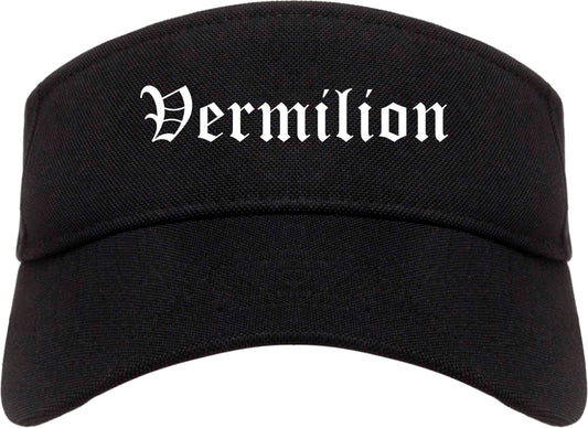 Vermilion Ohio OH Old English Mens Visor Cap Hat Black