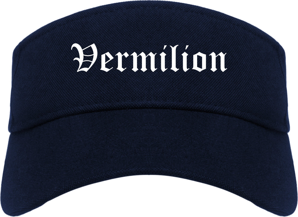 Vermilion Ohio OH Old English Mens Visor Cap Hat Navy Blue