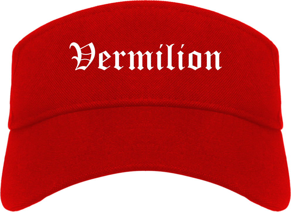 Vermilion Ohio OH Old English Mens Visor Cap Hat Red