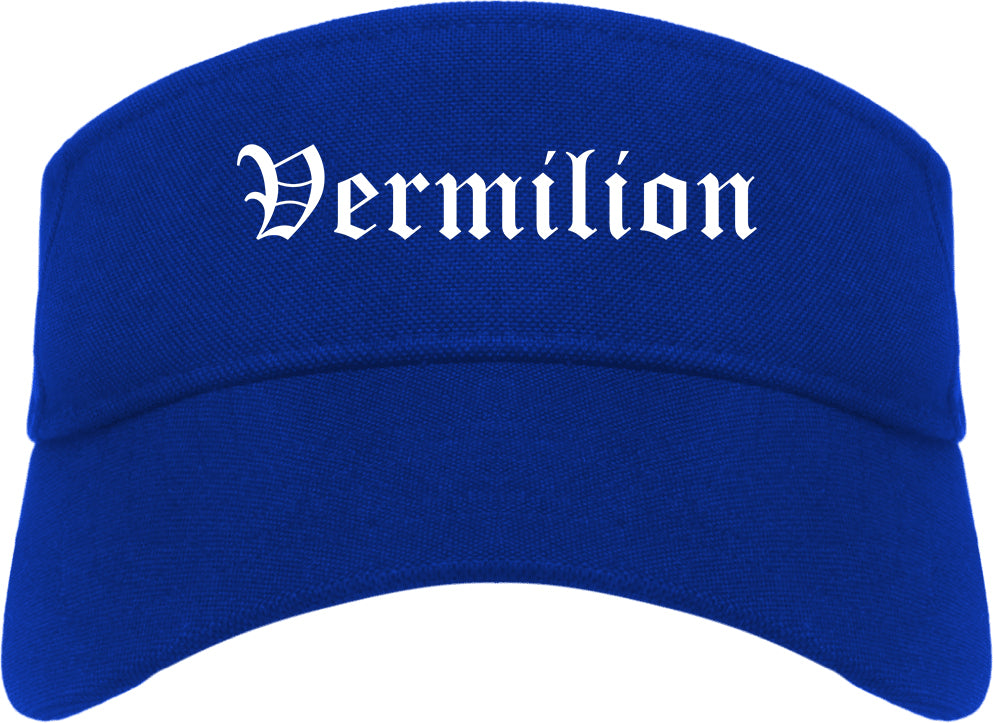Vermilion Ohio OH Old English Mens Visor Cap Hat Royal Blue