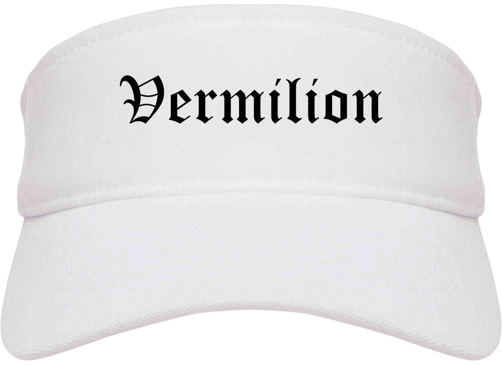 Vermilion Ohio OH Old English Mens Visor Cap Hat White