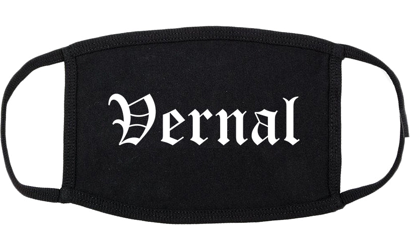 Vernal Utah UT Old English Cotton Face Mask Black