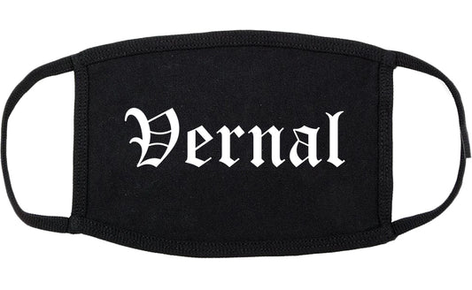 Vernal Utah UT Old English Cotton Face Mask Black