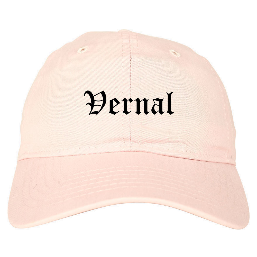 Vernal Utah UT Old English Mens Dad Hat Baseball Cap Pink