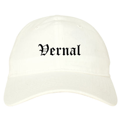 Vernal Utah UT Old English Mens Dad Hat Baseball Cap White