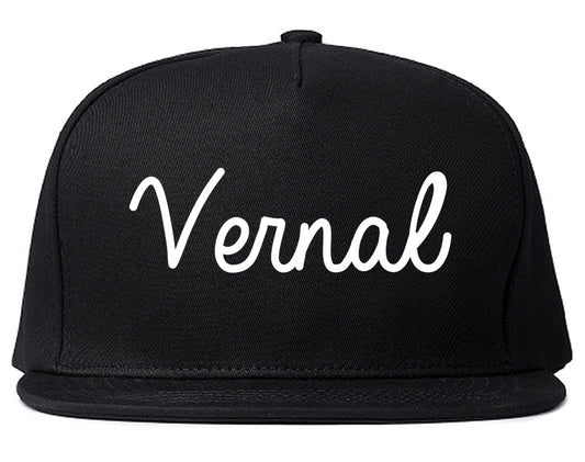 Vernal Utah UT Script Mens Snapback Hat Black