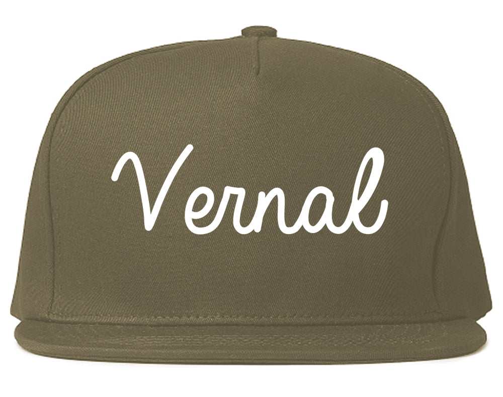 Vernal Utah UT Script Mens Snapback Hat Grey