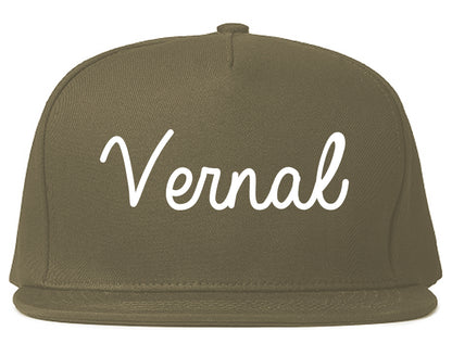 Vernal Utah UT Script Mens Snapback Hat Grey