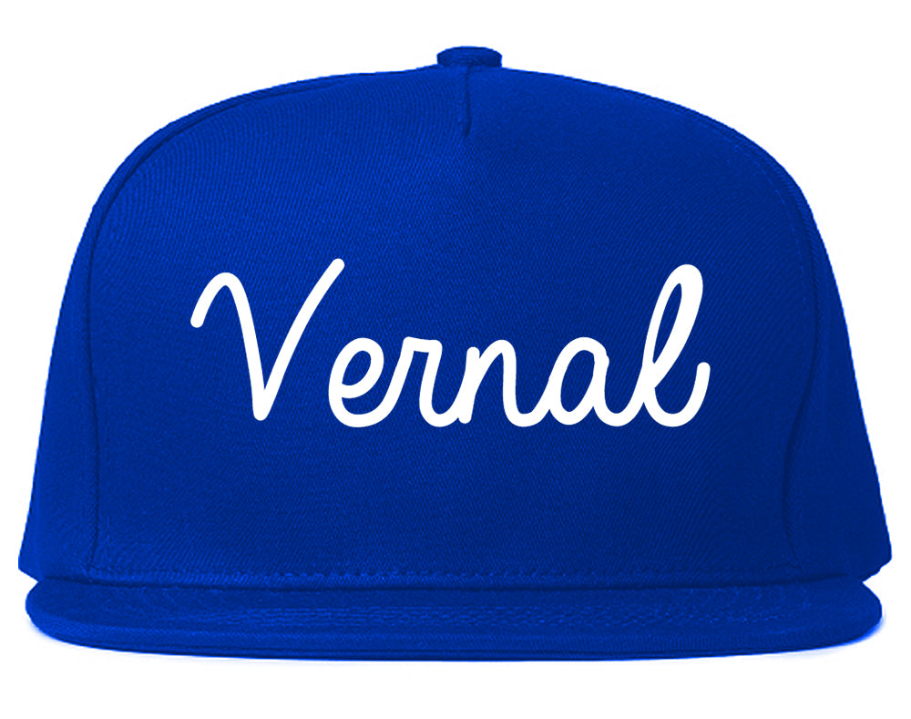 Vernal Utah UT Script Mens Snapback Hat Royal Blue