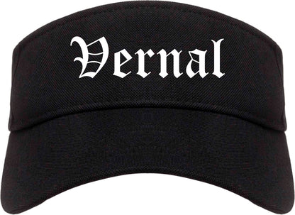 Vernal Utah UT Old English Mens Visor Cap Hat Black