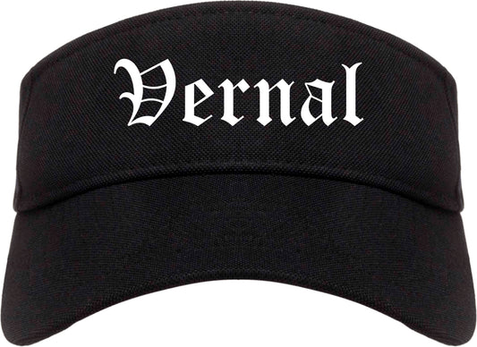 Vernal Utah UT Old English Mens Visor Cap Hat Black