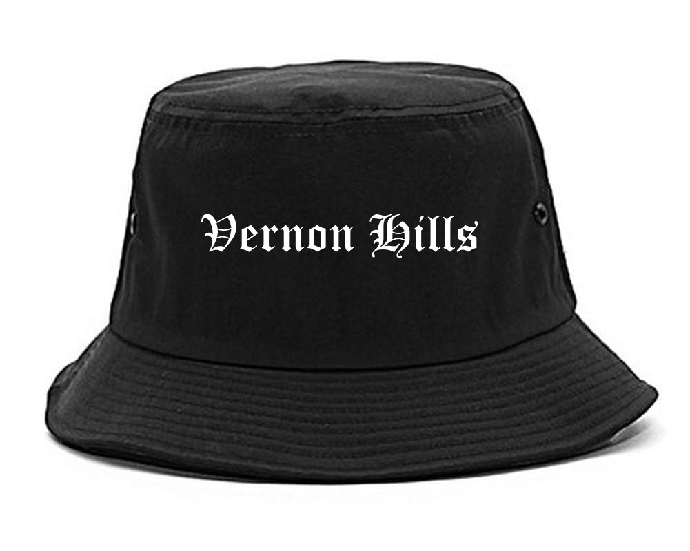 Vernon Hills Illinois IL Old English Mens Bucket Hat Black