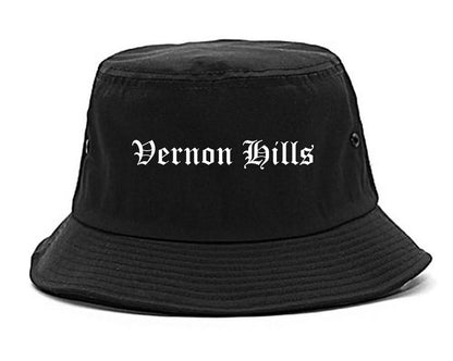 Vernon Hills Illinois IL Old English Mens Bucket Hat Black
