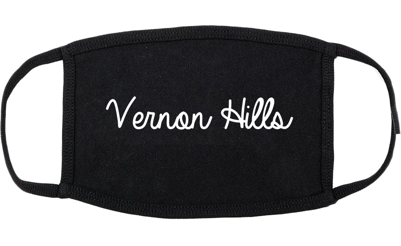Vernon Hills Illinois IL Script Cotton Face Mask Black