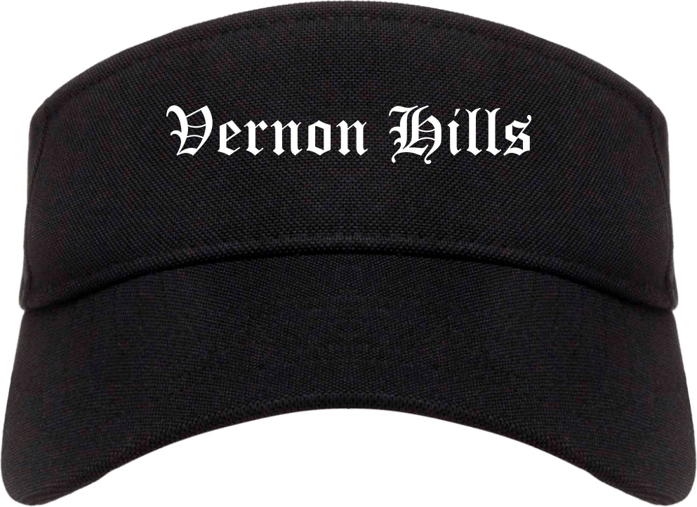 Vernon Hills Illinois IL Old English Mens Visor Cap Hat Black