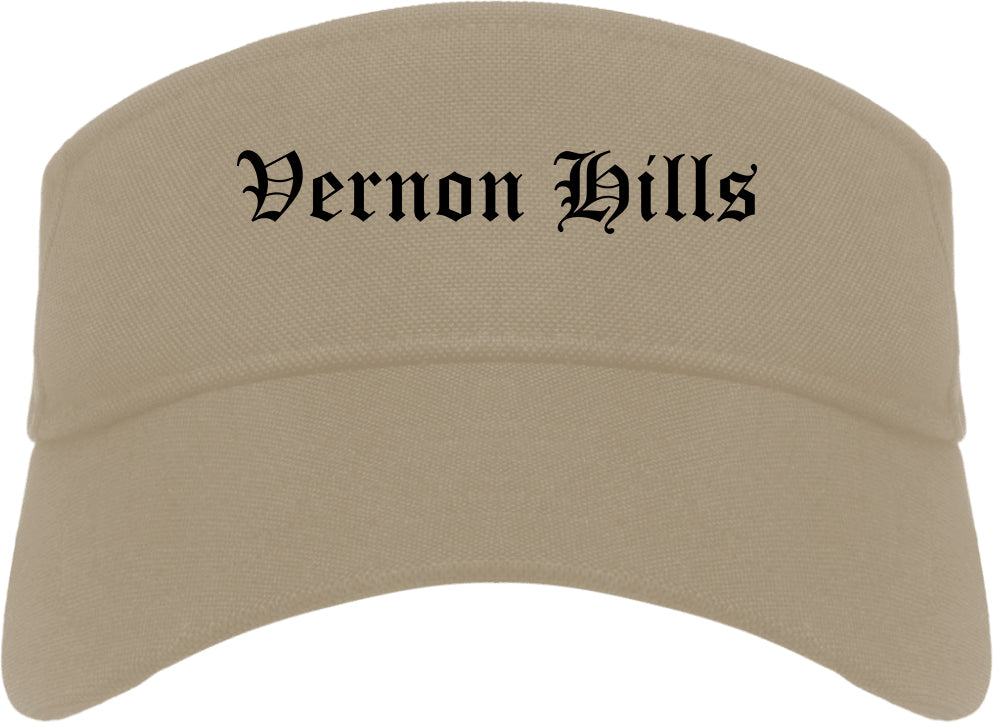 Vernon Hills Illinois IL Old English Mens Visor Cap Hat Khaki