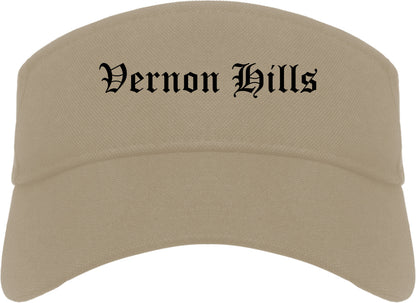 Vernon Hills Illinois IL Old English Mens Visor Cap Hat Khaki