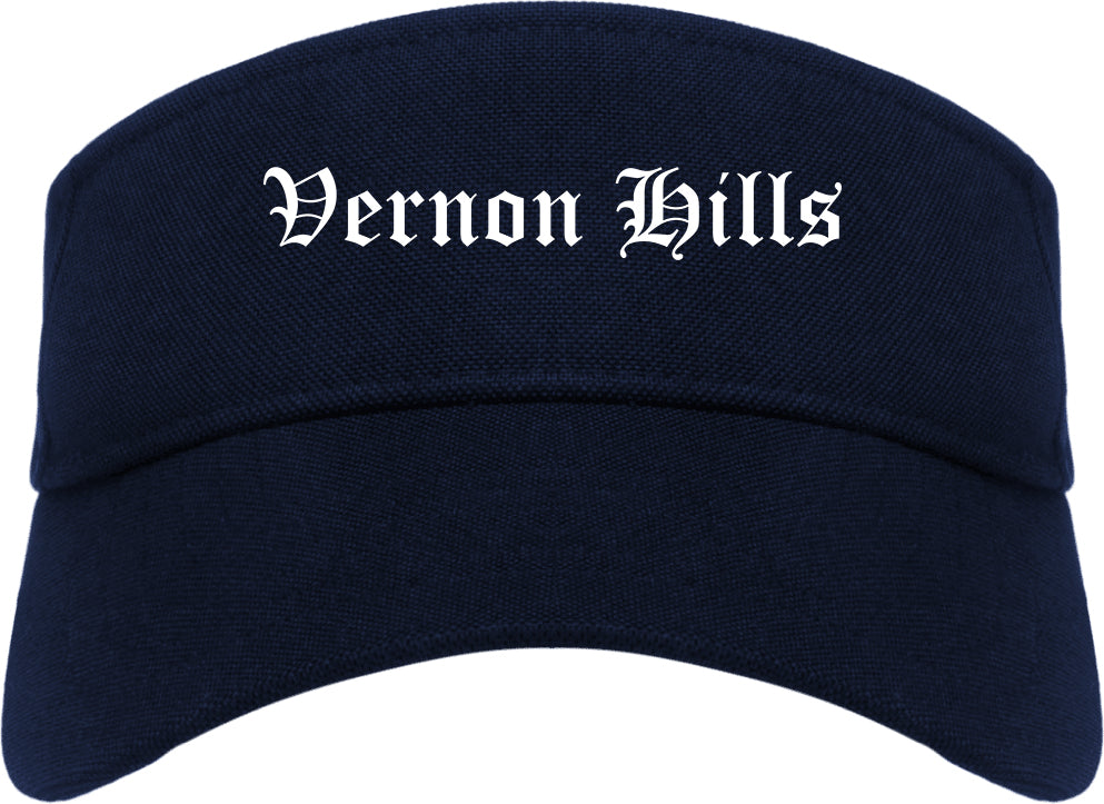 Vernon Hills Illinois IL Old English Mens Visor Cap Hat Navy Blue