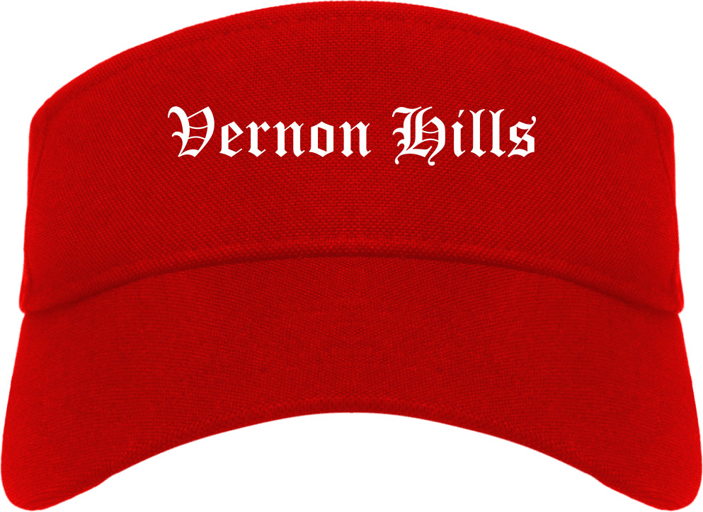 Vernon Hills Illinois IL Old English Mens Visor Cap Hat Red