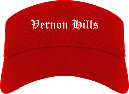 Vernon Hills Illinois IL Old English Mens Visor Cap Hat Red